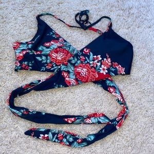 floral wrap around bathing suit